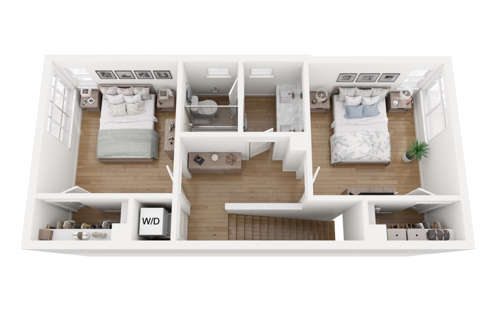 1A - 2 bedroom floorplan layout with 1.5 bathroom and 1275 square feet (Floor 3
)