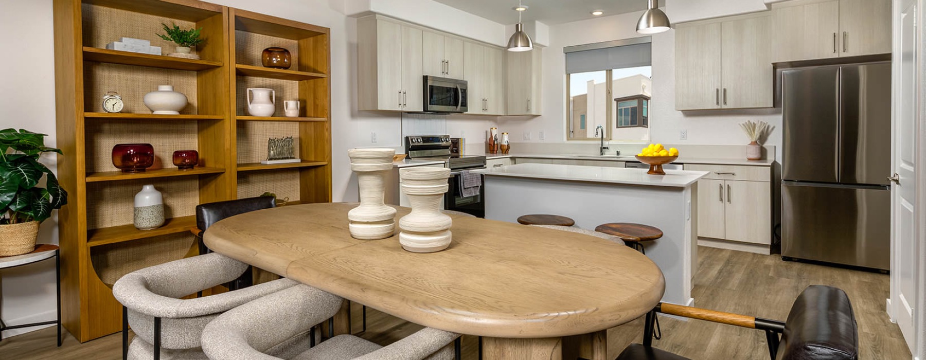 open dining area next to kitchen