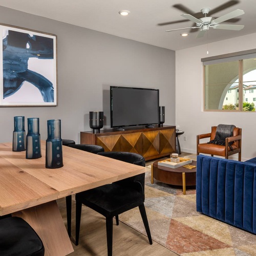 dining area open to living room